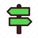 arrow, direction, pointer, turn, intersection, road, crossroad