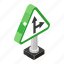 road indicator, road sign, road symbol, side road sign, warning sign 