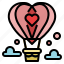 hot, air, balloon, heart, valentines, romantic, transportation 