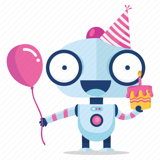 Birthday, emoji, emoticon, robot, sticker icon - Download on Iconfinder