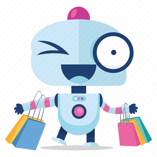 Emoji, emoticon, robot, shopping, sticker icon - Download on Iconfinder