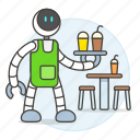 robot, ai, waiter, service, coffee, shop, food