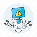ai, alert, attention, bugs, repairs, report, robot, warning 