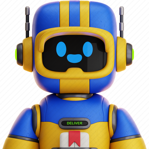 Courier, robot, delivery, package, service, delivery man, robotic 3D illustration - Download on Iconfinder