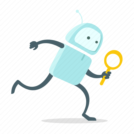 Find, look, magnifier, robot, run, search, sticer icon - Download on Iconfinder