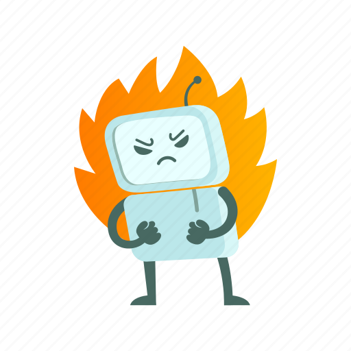Android, angry, error, fire, flame, robot, warning icon - Download on Iconfinder