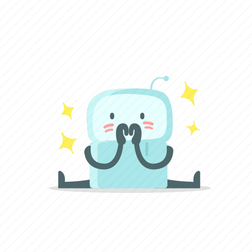 Android, cute, pretty, robot, sitting, sticer icon - Download on Iconfinder