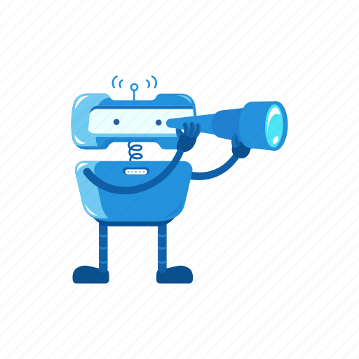 Robot, character, search, spyglass, watch icon - Download on Iconfinder
