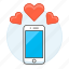 dating, heart, application, phone, online, smartphone, romance, notification, love 