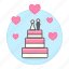 wedding, heart, cake, romance, topper, day, groom, pink, love, bride, tier 