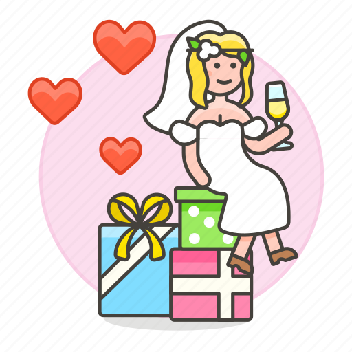 Bride, celebration, champagne, gifts, marriage, party, romance icon - Download on Iconfinder