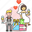 groom, marriage, spouse, couple, wedding, bride, romance, party, gifts, celebration 
