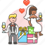bride, gifts, marriage, romance, party, celebration, spouse, couple, wedding, groom 