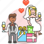bride, celebration, couple, gifts, groom, marriage, party, romance, spouse, wedding 