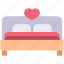 bed, bedroom, furnishing, furniture, heart, romance, romantic 