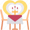 candles, chair, date, furniture, heart, table 