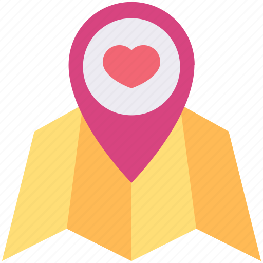 Gps, heart, location, map, marker, pin icon - Download on Iconfinder