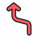arrow, arrows, curve, directional, indicator