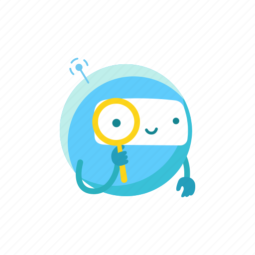 Round, robot, magnifying glass icon - Download on Iconfinder