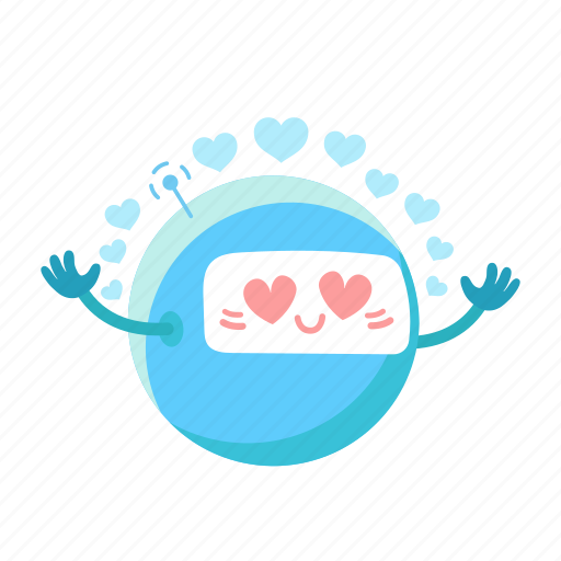 Round, robot, love, fall in love, hearts, favorite icon - Download on Iconfinder