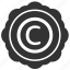 author, copyright, label, round, sticker 