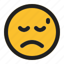 confused, emoji, emoticon, expression, face, tired