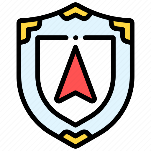 Arrow, navigation, safety, shield icon - Download on Iconfinder