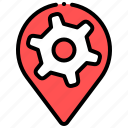 pin, location, settings, gear