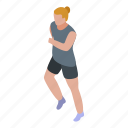 cartoon, hand, isometric, logo, running, woman, workout