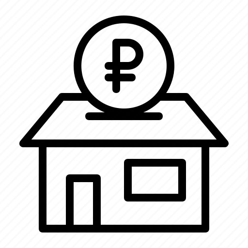 Russia, ruble, house, home, saving, property, real estate icon - Download on Iconfinder