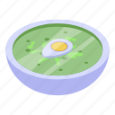 cartoon, egg, food, green, isometric, kitchen, soup
