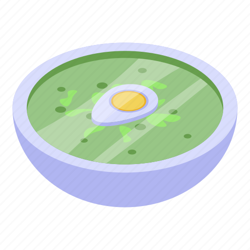 Cartoon, egg, food, green, isometric, kitchen, soup icon - Download on Iconfinder