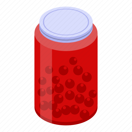 Berry, cartoon, food, isometric, jam, jar, red icon - Download on Iconfinder