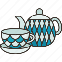 tea, cup, kettle, porcelain, russian
