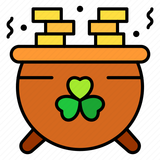 Pot, gold, clover, coins, lucky icon - Download on Iconfinder