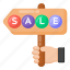 sale board, sale placard, sale hand board, sale sign, sale signboard 