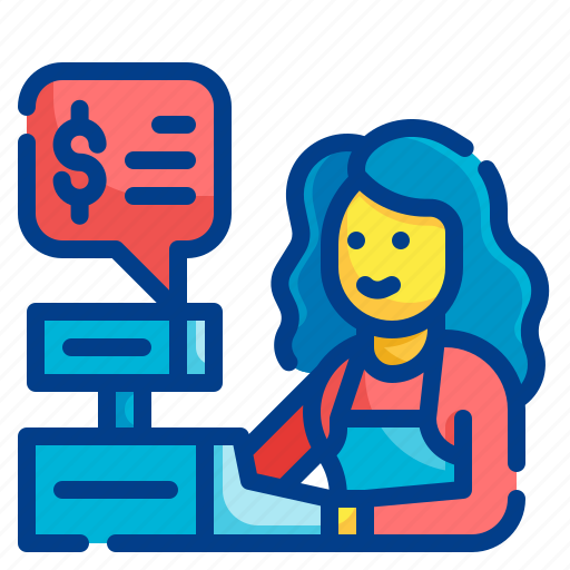 Cashier, payment, vendor, occupation, woman icon - Download on Iconfinder