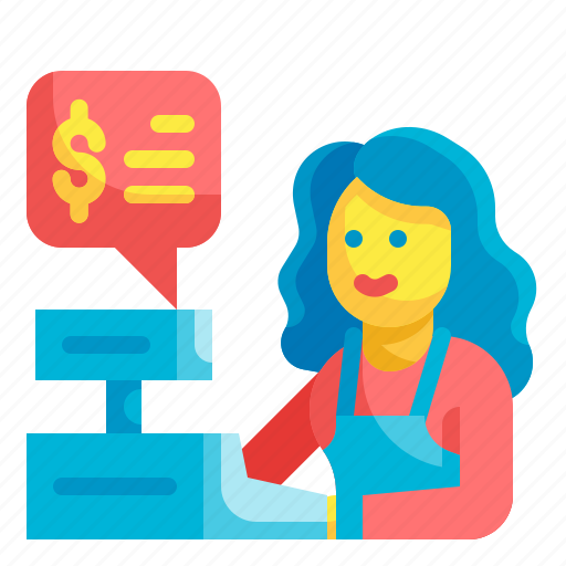 Cashier, payment, vendor, occupation, woman icon - Download on Iconfinder