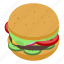 american, burger, cartoon, food, isometric, logo, retro 