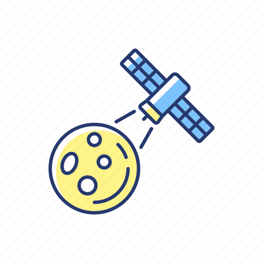 Moon observation, lunar surface research, artificial satellite, space technology icon - Download on Iconfinder