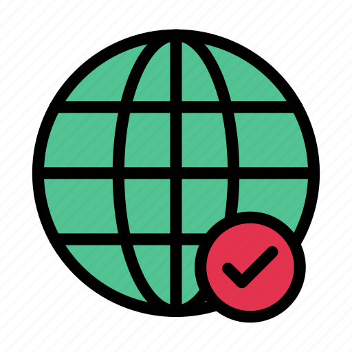 Check, complete, global, tick, world icon - Download on Iconfinder