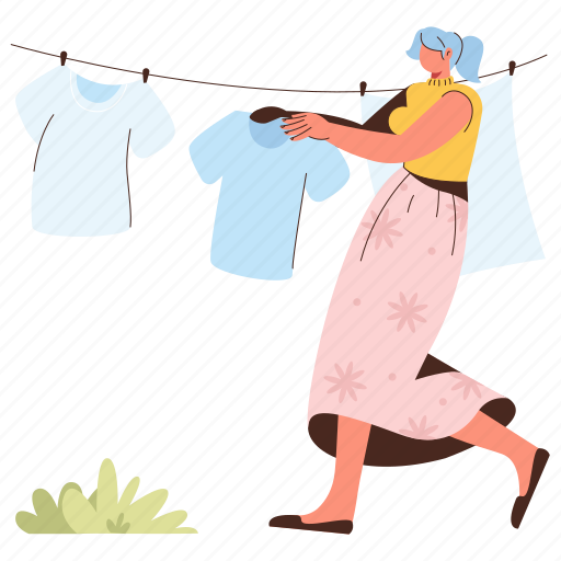 Character, builder, laundry, woman, chores, clothes, clothing illustration - Download on Iconfinder