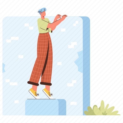 Character, builder, wall, overlook, view, vision, visibility illustration - Download on Iconfinder