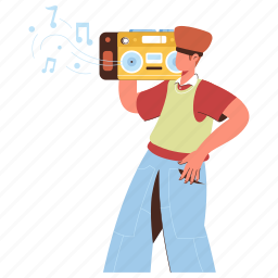 character, builder, music, entertainment, boombox, player, playlist, streaming 