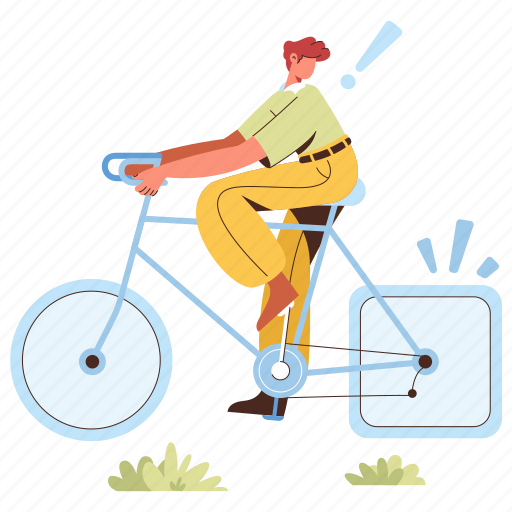 Character, builder, transportation, bike, bicycle, transport, flat illustration - Download on Iconfinder