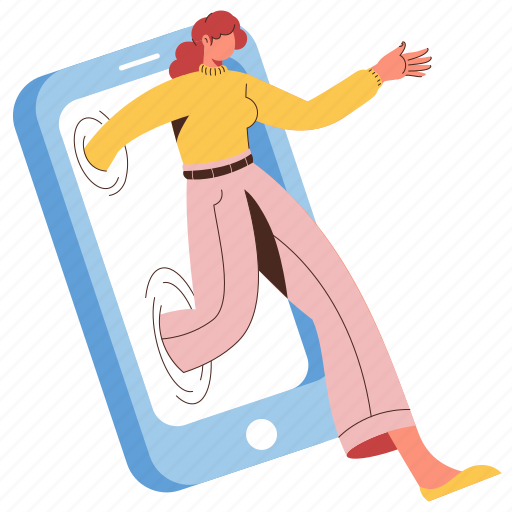 Mobile, device, character, builder, smartphone, phone, reality illustration - Download on Iconfinder