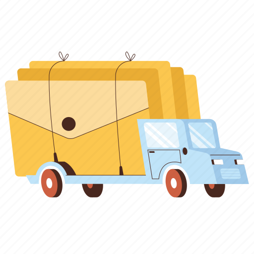 Transportation, delivery, mail, envelope, email, truck, vehicle illustration - Download on Iconfinder