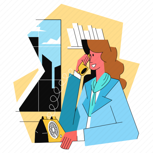 Customer, serivce, woman, female, phone, telephone illustration - Download on Iconfinder