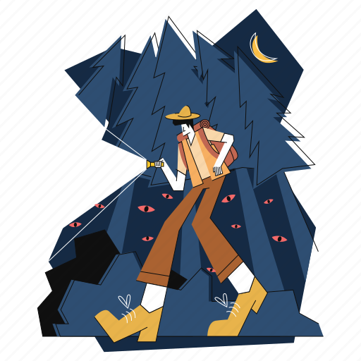 Spooky, forest, scary, travel, man, halloween illustration - Download on Iconfinder
