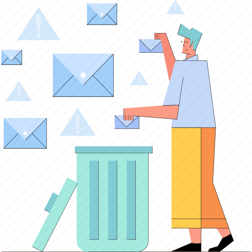 Man, trash, sort, envelope, messaging illustration - Download on Iconfinder